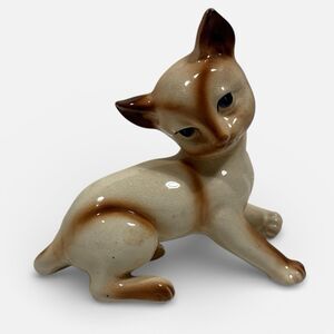 Vintage Mid Century Porcelain Siamese Cat Figurine 6”